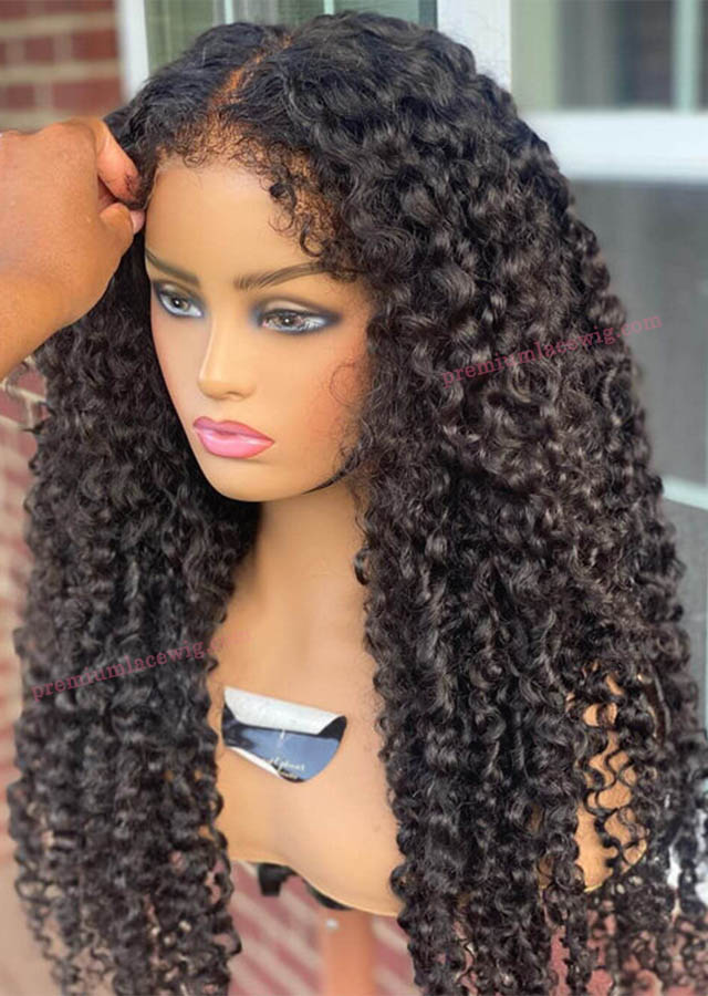 Brazilian Deep Curly 20inch 150% Density Pre Plucked Glueless full lace wig