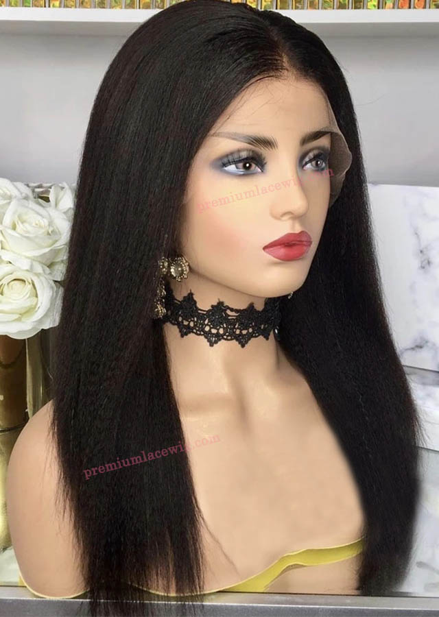 Italian Yaki brazilian Human hair full lace wig 16inch