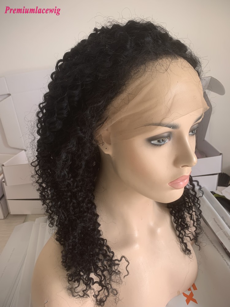 Full Lace Wig Kinky Curly 20inch 180 Density Color 1 Jet Black