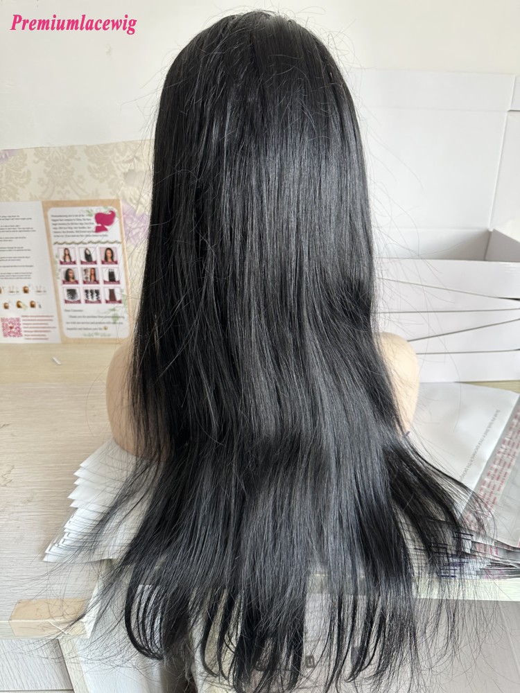 Glueless Full Lace Wig 26inch Color 1 Jet Black Straight Hair Fake Scalp