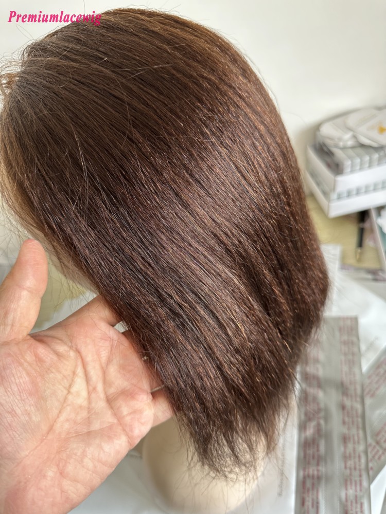 HD Full Lace Wig Color 4 Brown Hair Color Italian Yaki 10inch