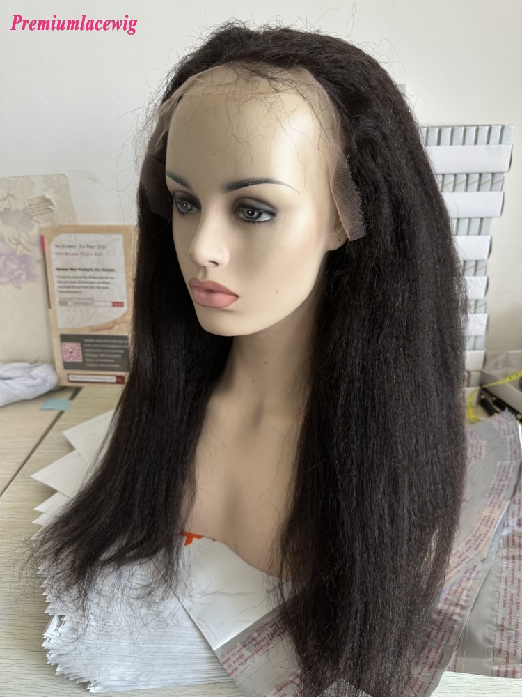 13x6 HD Lace Wig Kinky Straight 18inch 200 Density Human Hair Wig