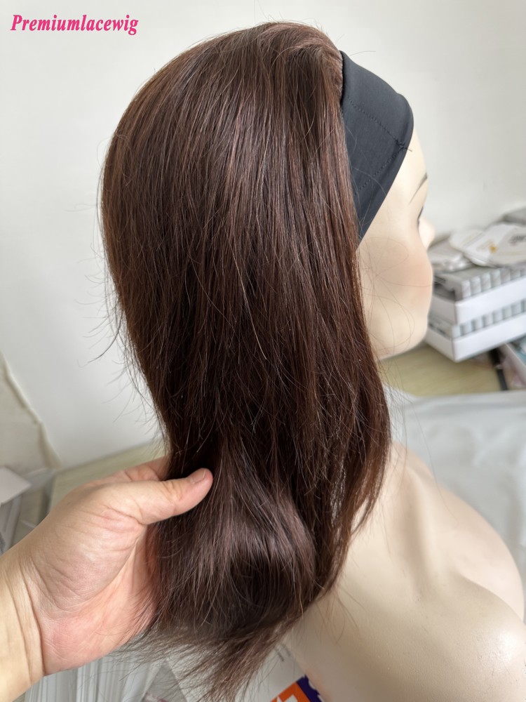 HeadBand Wig 10inch color 4 Brown Hair Color 180 Density Straight Human Hair Wig