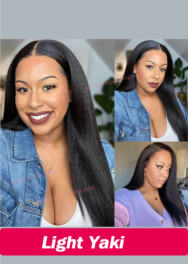 Light Yaki Lace Front Wig Brazilian Virgin Hair Pre Plucked Hairline 22inch