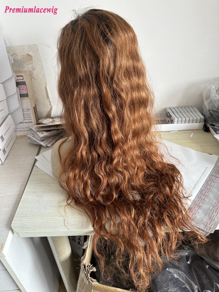 HD 13x6 Lace Wig 28inch Ombre Color T1B/30 Natural Wave 200% Density