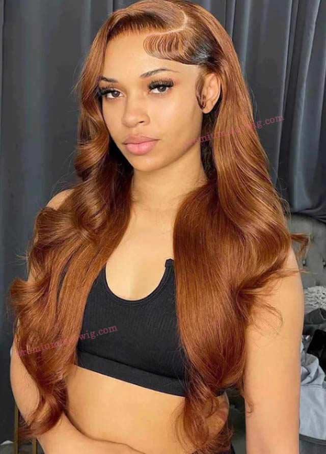 Colored #30 13x6 Lace Front Wigs For Black Women Brazilian Remy Wavy Wig With Baby Hair 18inch 150% density