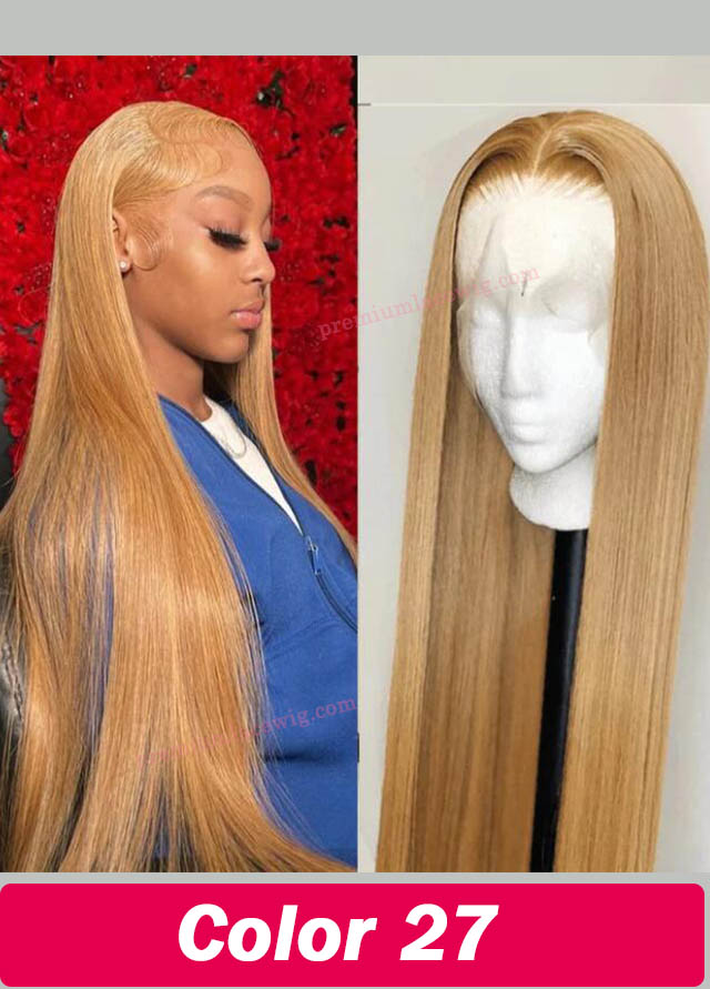 Strawberry Blonde Color 27 Straight Lace Front Wig 24inch 150 Density