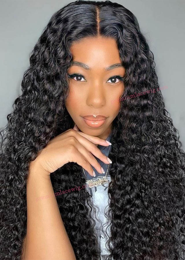 18 inch Full Lace Wig Brazilian Deep Curly Human Hair in 150% Density