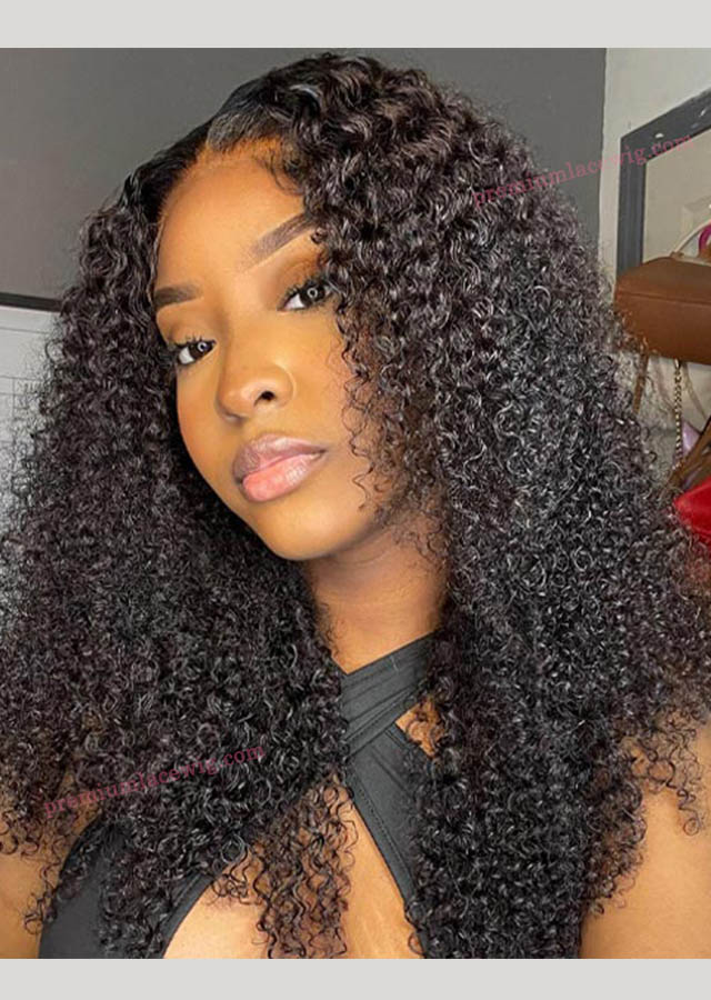 18inch 4x4 Kinky Curly Closure Wig Long Curly Lace Wigs For Women