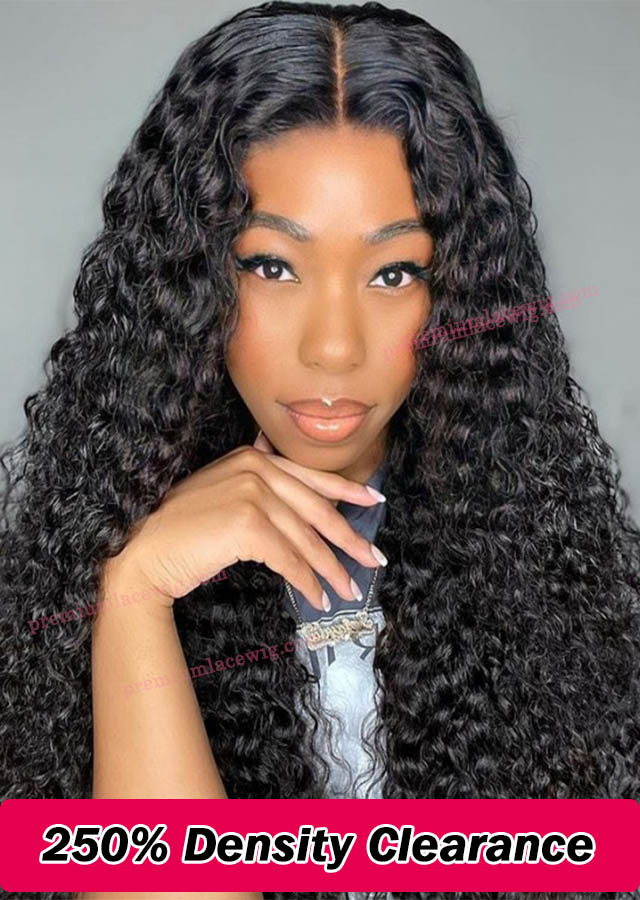 Clearance Sale 250% Density Deep Curly Loose Wave Human Hair Wig