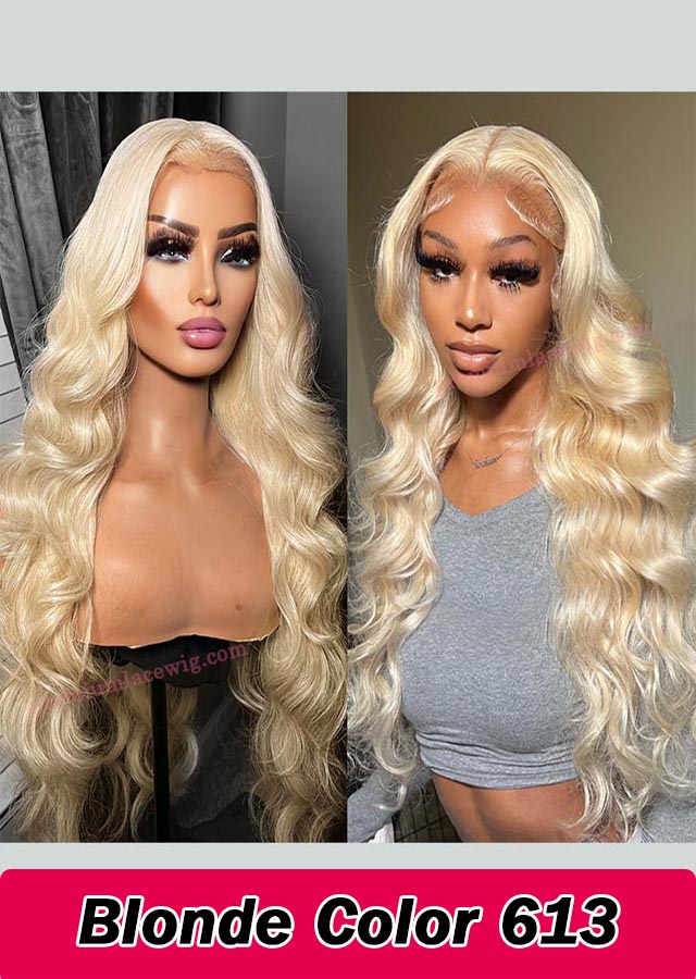 Color 613 Full Lace Wig Brazilian Blonde Body Wave Hair 16inch