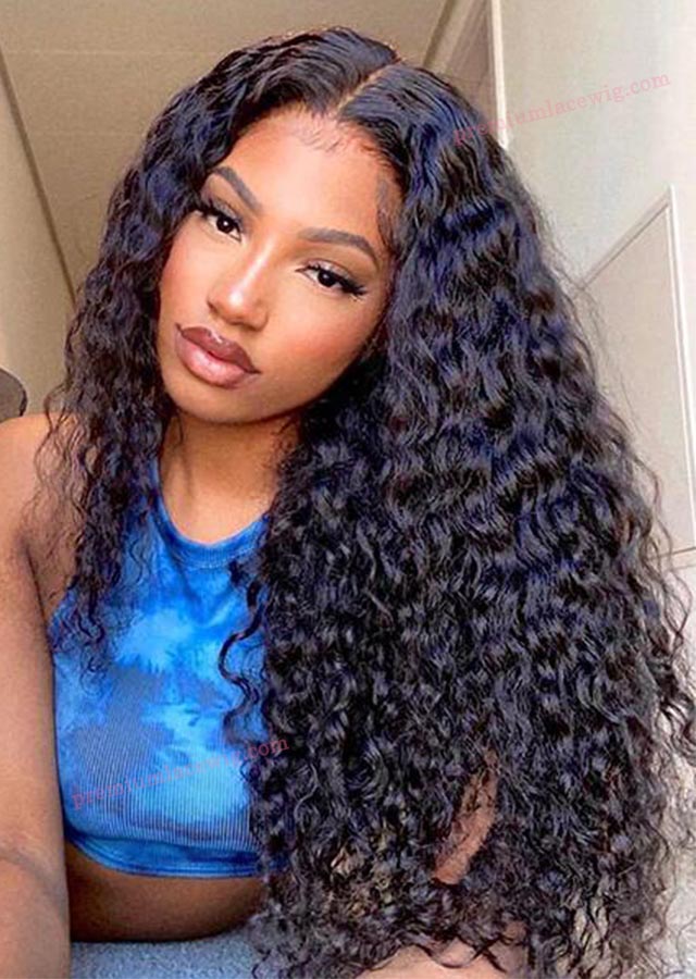 Deep Curly Full Lace Wig Brazilian Virgin Hair 18inch