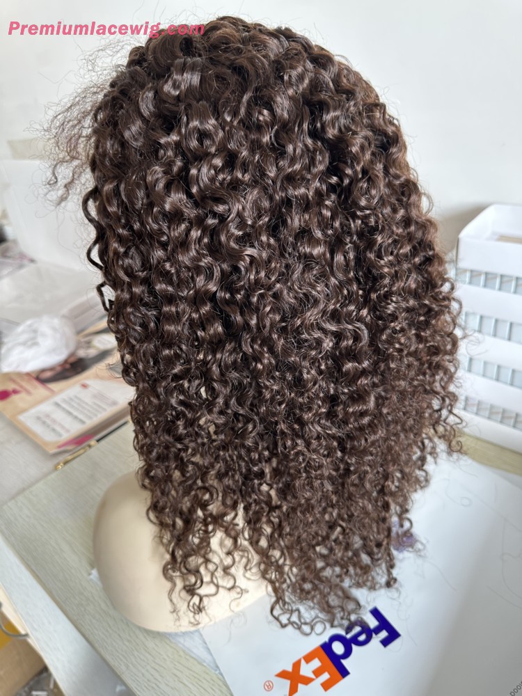 Glueless Full Lace Wig Deep Curly Color 3 18inch 180 Density