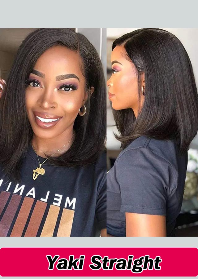 Yaki Straight Short Bob Full Lace Wig Malaysian Hair 10inch