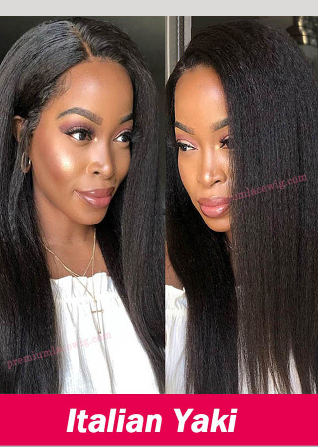 Italian Yaki brazilian Human hair full lace wig 16inch