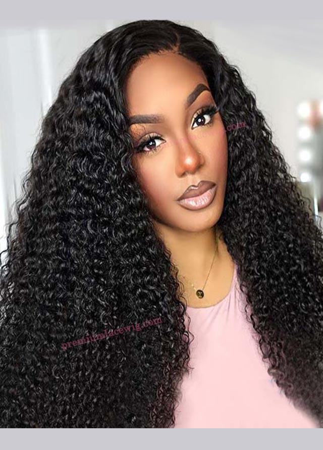 High Density Kinky Curly Glueless 360 Lace Wig For Black Women Preplucked