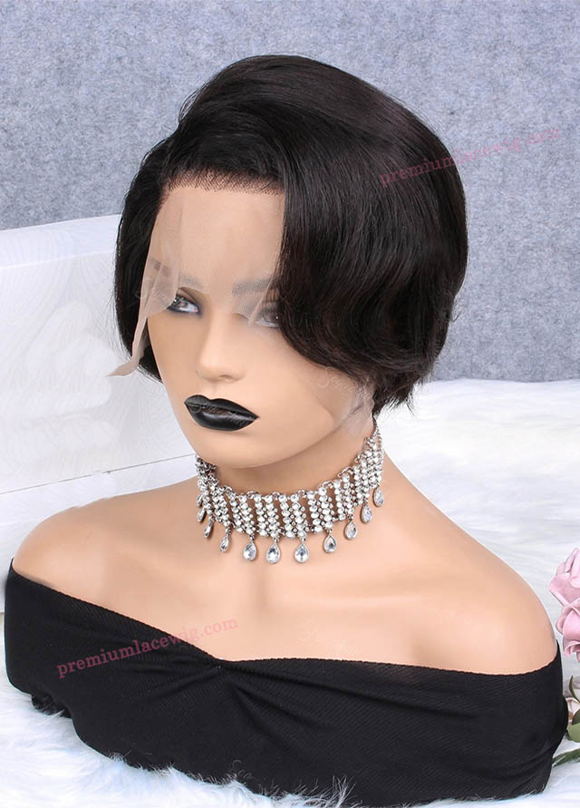 Short Glueless Full Lace Human Hair Wigs Pixie Cut Straight Remy Brazilian Hair for Black Women 