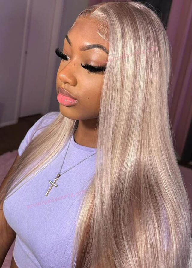 Blonde Full Lace Wig With Brown Highlights Color Straight & Body Wave 24inch