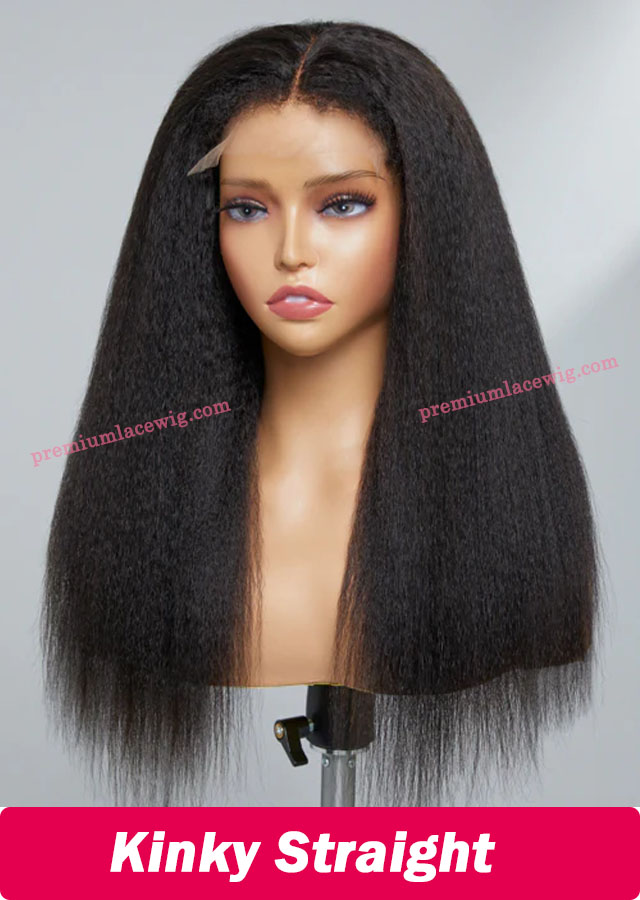 Kinky Straight Full Lace Wigs for Women Natural Transparent Lace Wigs Pre Plucked 