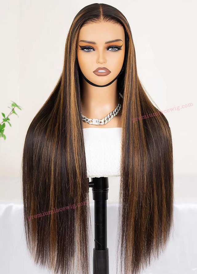 Highlight Color 1B/30 Full Lace Wig 24inch Brazilian Straight Human Hair Wig