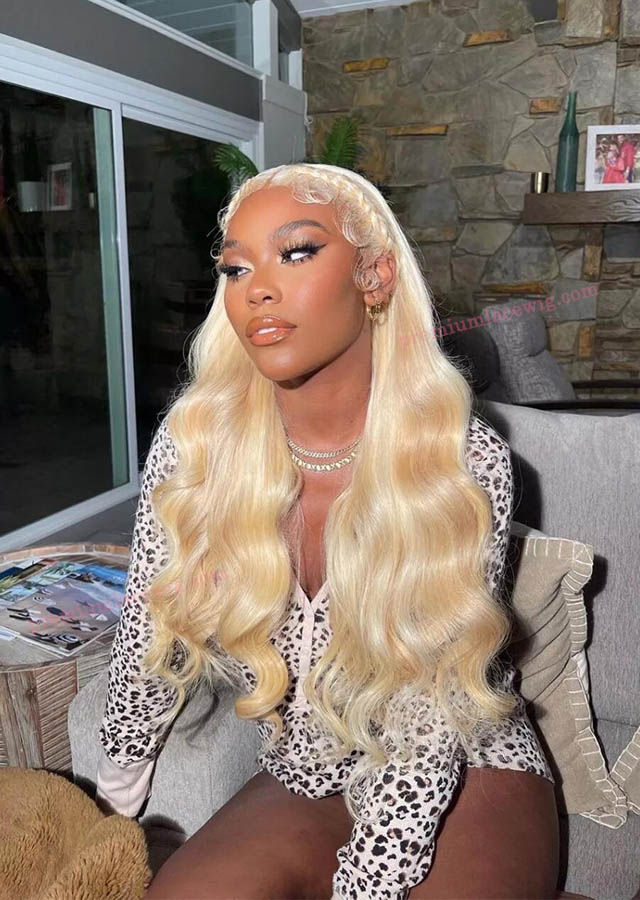 613 Blonde Color 13x6 Lace Front Wig 24inch Brazilian Loose Wave Pre Plucked HD Lace Frontal Human Hair Wigs