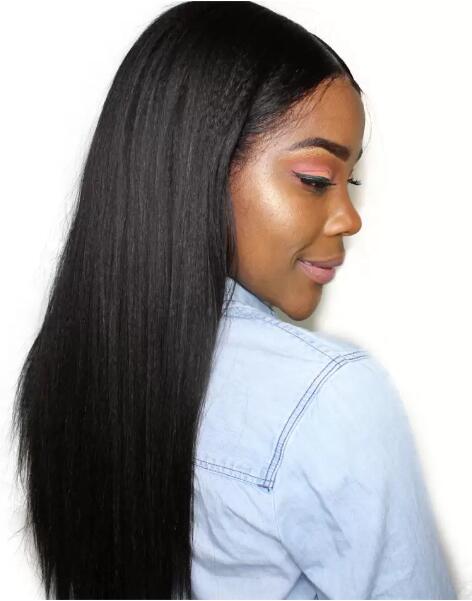Light Yaki Malaysian Hair Full Lace Human Hair Wigs 18inch Instock