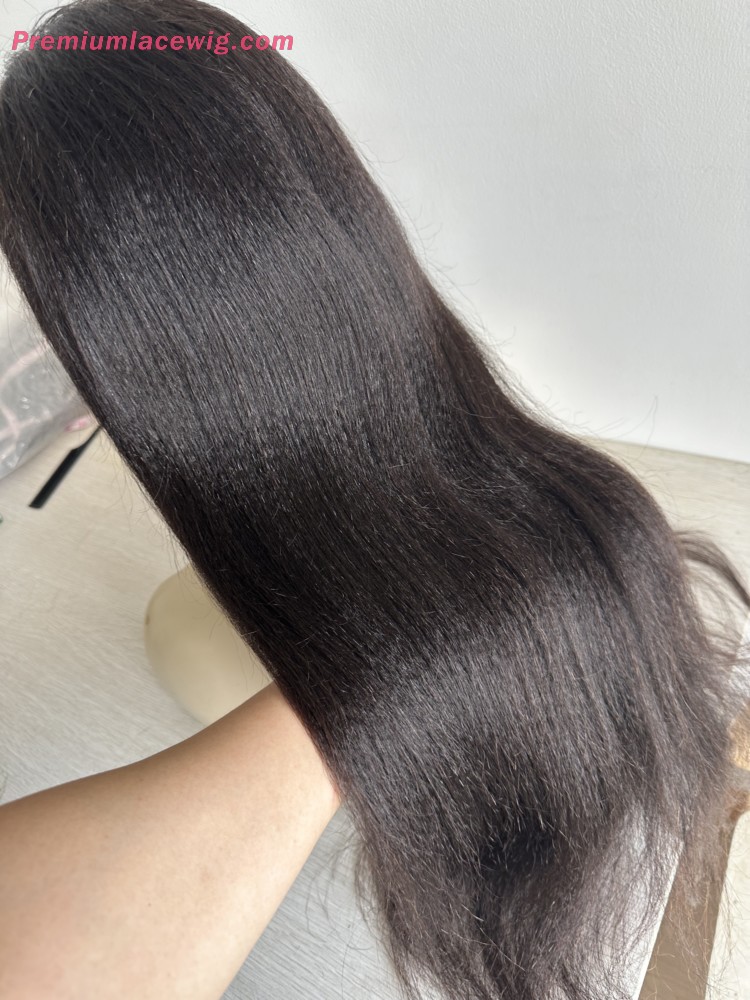 Italian Yaki Glueless Full Lace Wig 22inch 150 Density Fake Scalp