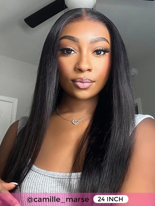 24inch Natural Color Straight Brazilian Human Hair Full Lace Wig