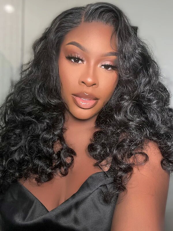 Mongolian Big Wave Human Hair Full Lace Wigs 16inch