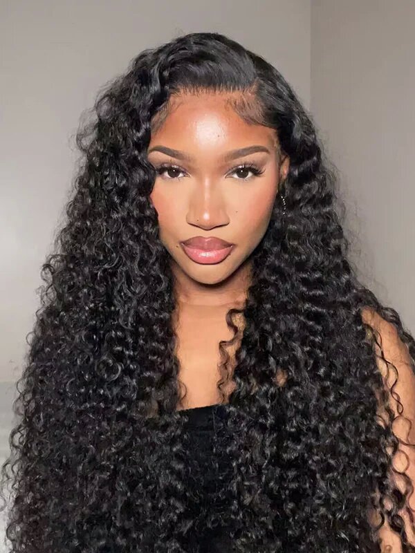 Peruvian Deep Curly Virgin Human Hair Lace Front Human Wigs With Baby Hair Pre Plucked 
