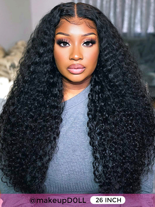 Pre Cut Lace Wear Go Glueless Wigs Kinky Curly Pre Plucked Hairline Bleached Knots