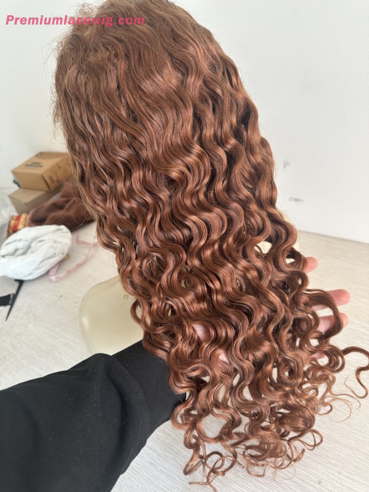Water Wave Full Lace Wig Invisible Strap Color 30 20inch 150% Density