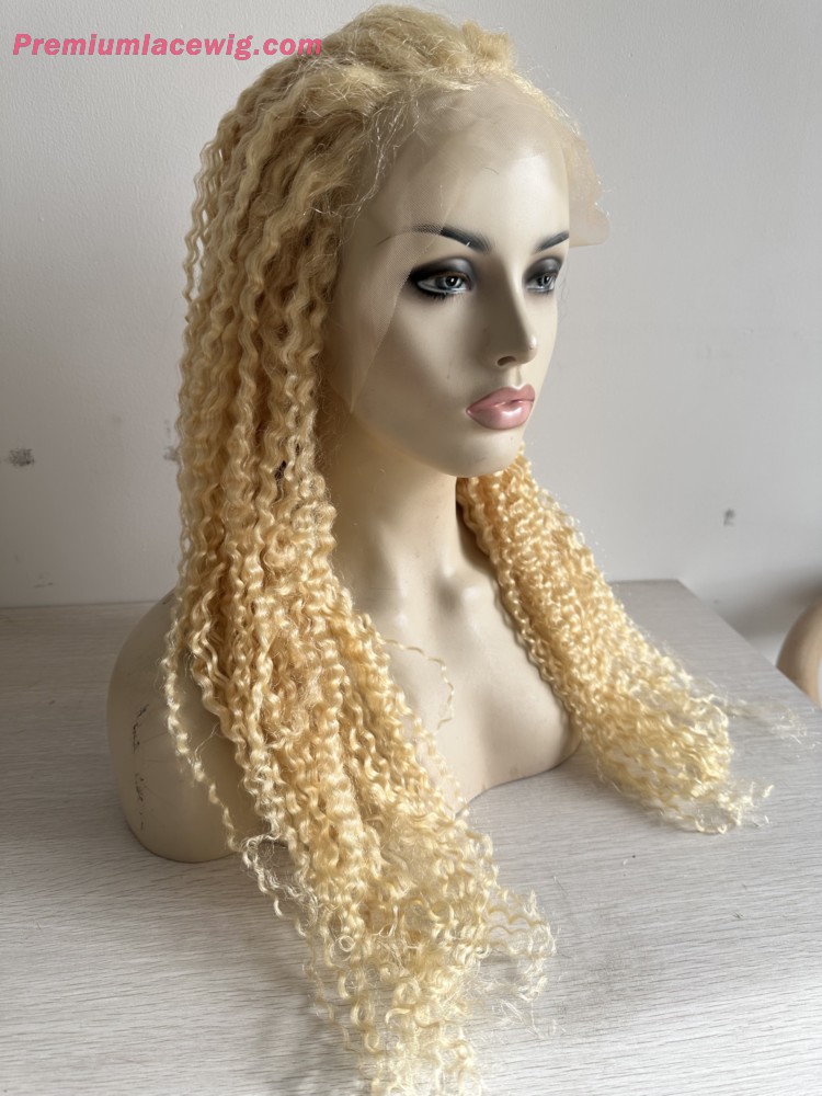 Blonde Color 613 Kinky Curly 13x4 Lace Wig Human Hair 26inch