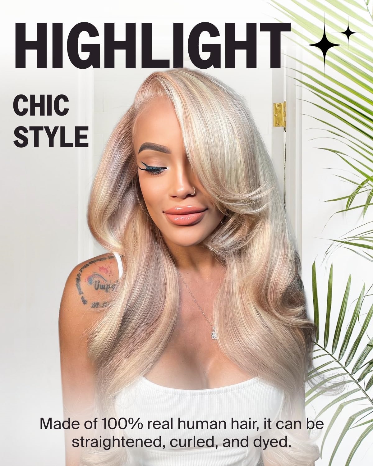 Blonde Balayage Human Hair Wig 26inch Straight Blonde Lace Frontal Wig