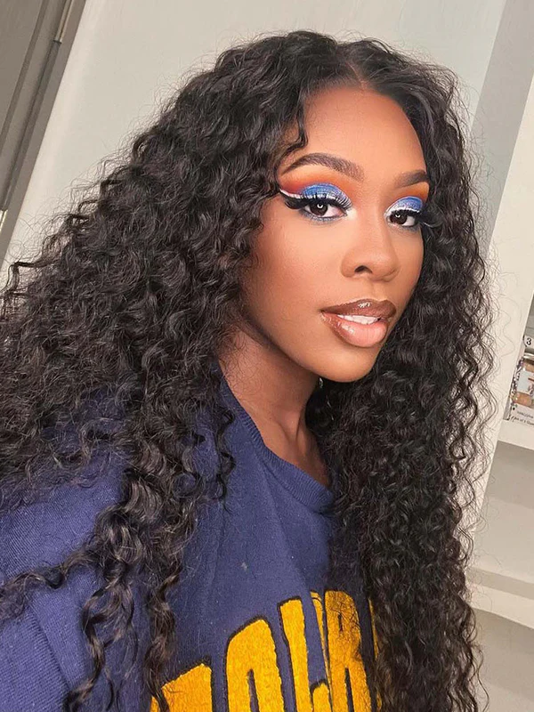 18inch Deep Curly Brazilian Virgin Hair Lace Front Wig