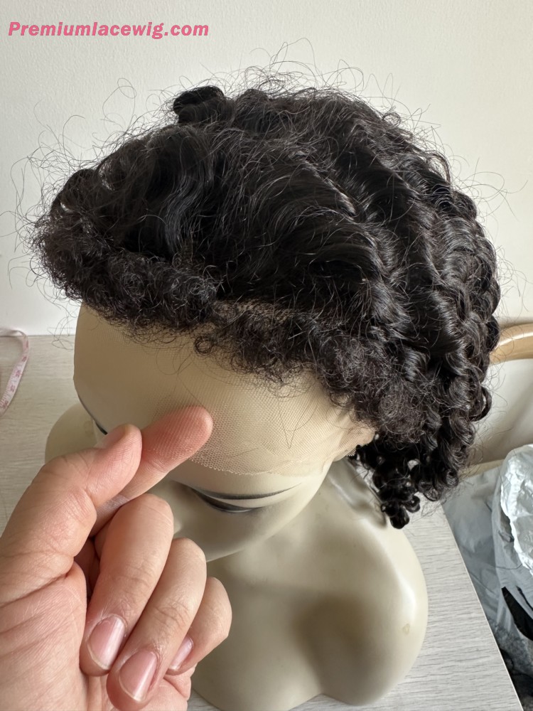 HD Full Lace Wig Deep Curly 18inch Color 1B with 4C Curly Baby Hair