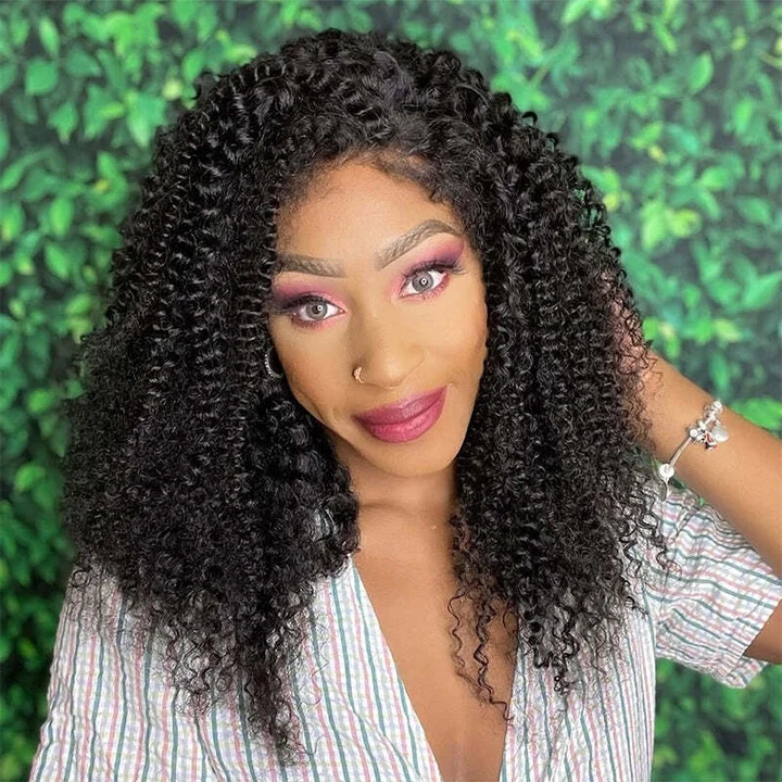 Jerry Curly Full Lace Wig 4C Curly Baby Hair 18inch 180% Density Pre Plucked Hairline