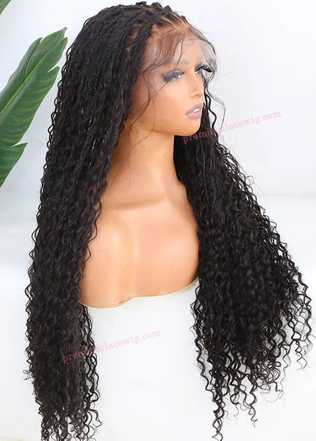 Bohemian Knotless Human Hair Full Lace Braided Wig 26 inches 200 Density