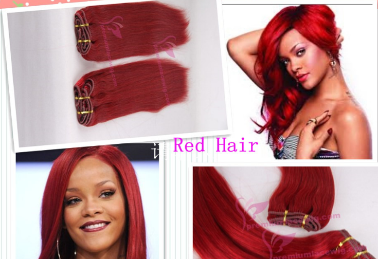 Fashion red human hair wigs for women