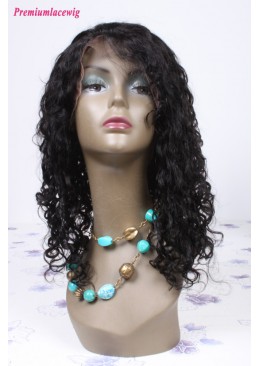 18inch natural color Brazilian hair waterwave lace front wig