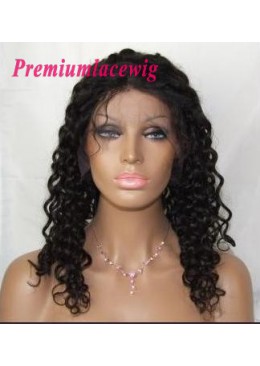 16inch natral color Brazilian hair waterwave lace front wig