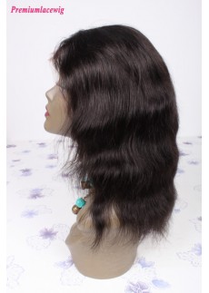 Color 1B Natural Wave Brazilian Virgin Hair Full Lace Wig 10inch 