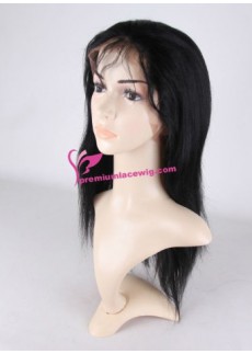14 inch color 1 mongolian virgin hair yaki straight full lace wig PWA-570
