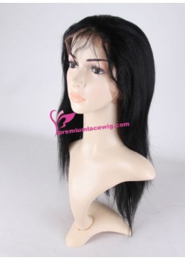 14 inch color 1 mongolian virgin hair yaki straight full lace wig PWA-570