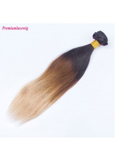 16 inch Omber Three Tone Hair 1B/4/27 Straight Peruvian Hair Human Hair Bundles