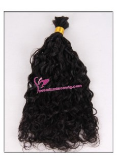 16inch natural color curly brazilian bulk hair extension PWL102