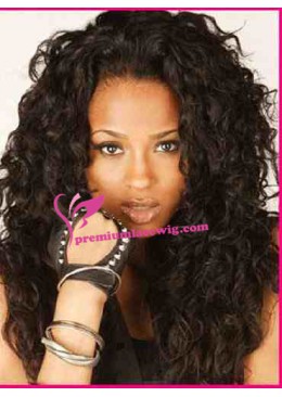 18inch natural color celebrity curly brazilian virgin hair full lace wig PWL046 