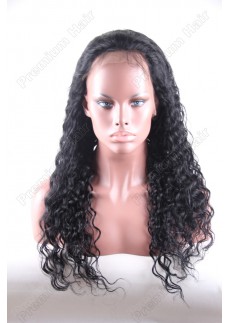 20 inch color 1 water wave indian remy hair full lace wig PWA-661