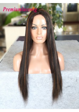 Indian straight hair lace front wig 24inch color 1B highlite 30
