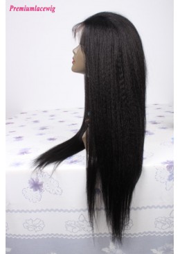 Brazilian Virgin Hair Kinky Straight Full Lace Human Hair Wigs Color 1 24inch